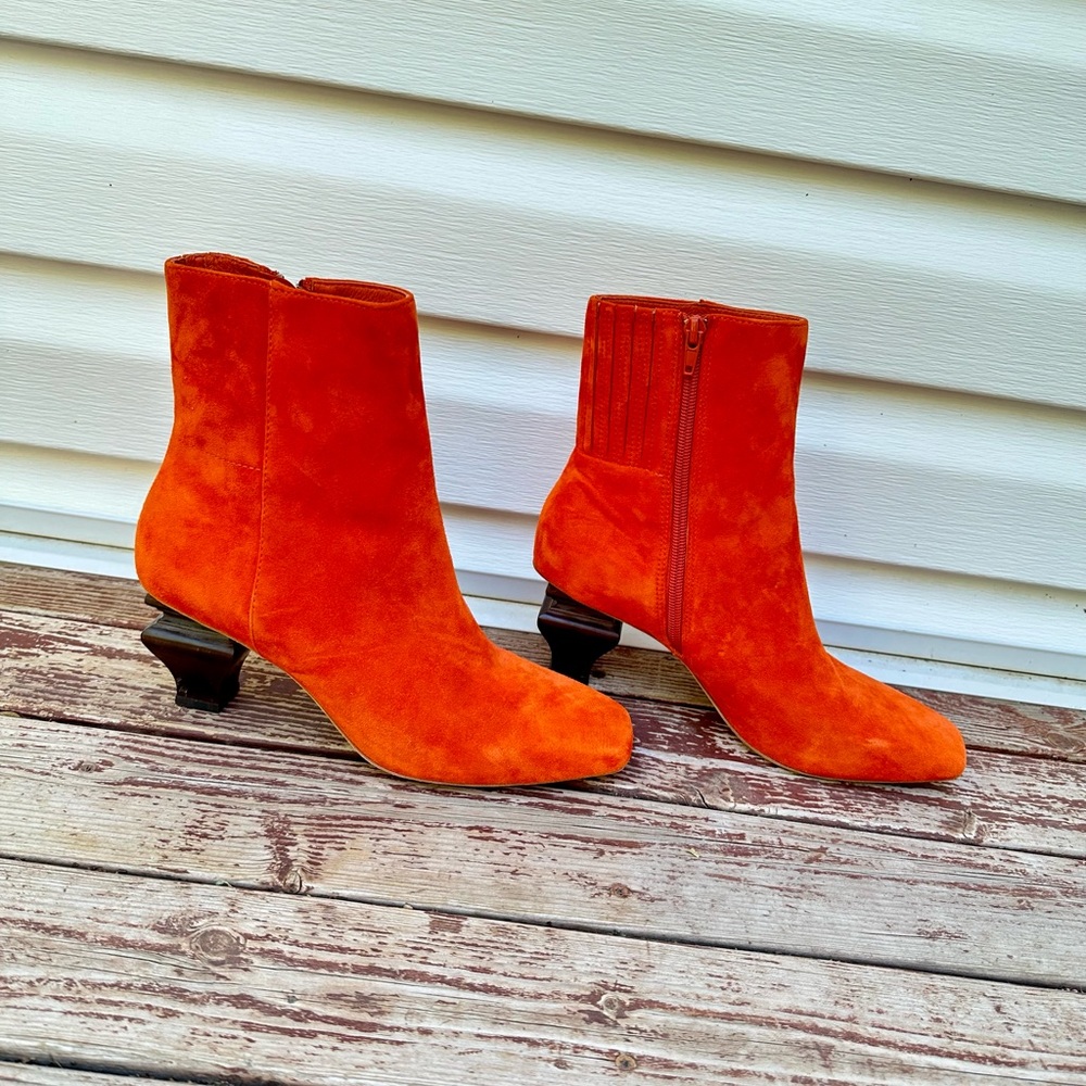 Charlotte Stone Orange Ankle Boots